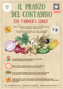 pranzo del contadino in giardino, vista mare vegetariano